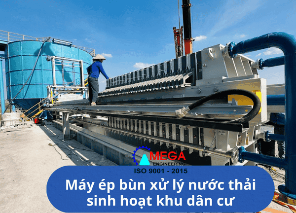 Máy ép bùn xử lý nước thải sinh hoạt khu dân cư